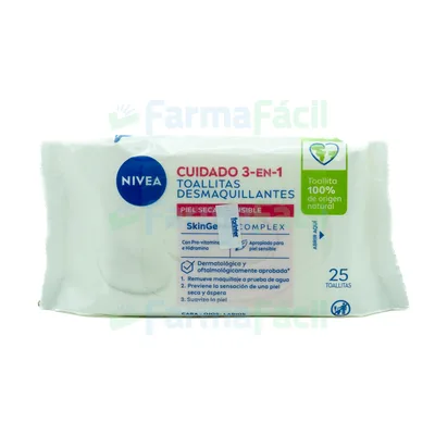 NIVEA TOALLITAS DESMAQ PIEL SECA 25U